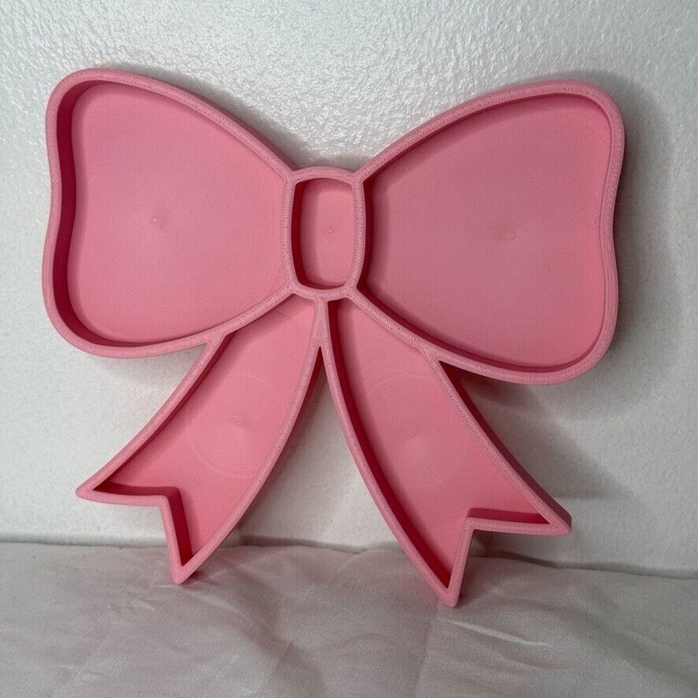 Pink Bow Shaped Tray Trinket Holder Jewelry Organizer Cute Girly Decor
